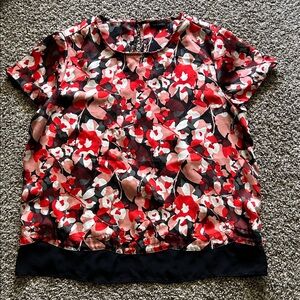 The Limited Red and Black Floral Blouse